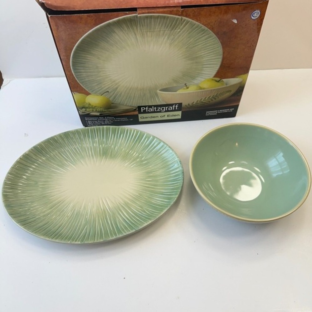 Pfalzgraff Garden of Eden Serving Bowl and Platter Set, 2 Piece Companion